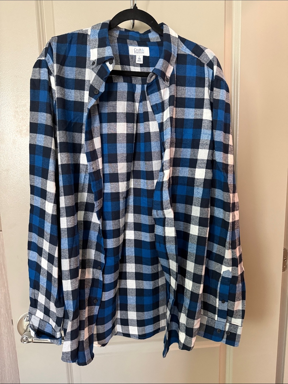 croft & barrow Blue Plaid Flannel Shirt - Men's tall L